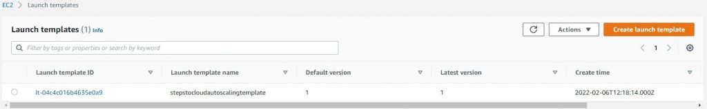 AWS Autoscaling - Launch Template Setup Completed